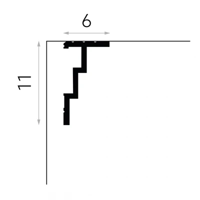 Masca galerie QL025 polimer rigid 6 x 11 x 200 cm moderna, alb mat vopsibil, Mardom Decor