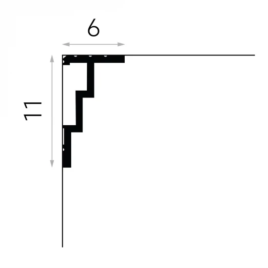 Cornisa tavan QL025 polimer rigid 6 x 11 x 200 cm, compatbil LED, alb mat vopsibil, Mardom Decor