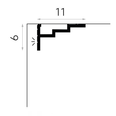 Cornisa tavan QL025 polimer rigid 6 x 11 x 200 cm, compatbil LED, alb mat vopsibil, Mardom Decor