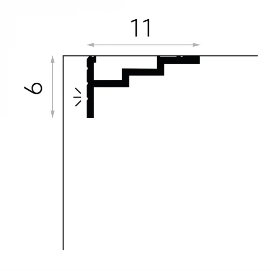Cornisa tavan QL025 polimer rigid 6 x 11 x 200 cm, compatbil LED, alb mat vopsibil, Mardom Decor