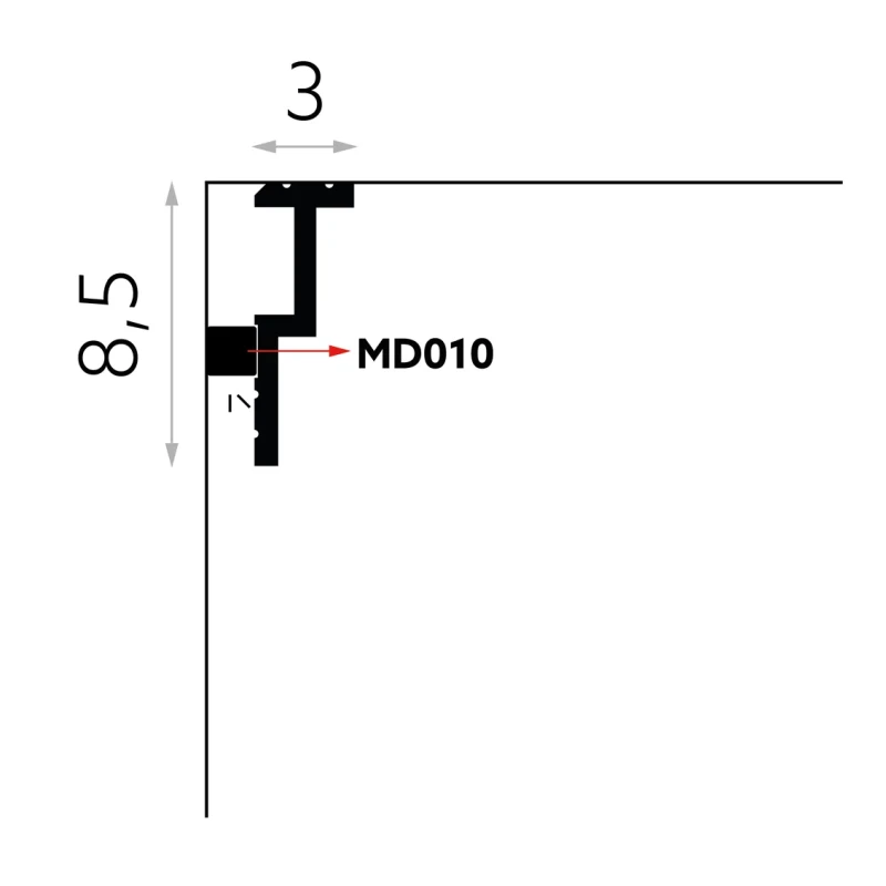 Sistem iluminare indirecta LED QL024 + MD010 polimer rigid 4.5 x 8.5 x 200 cm alb mat vopsibil