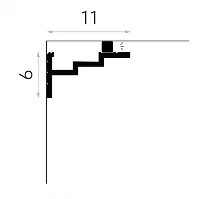 Sistem iluminare indirecta LED QL025 + MD010 polimer rigid 7.5 x 11 x 200 cm geometric, alb vopsibil