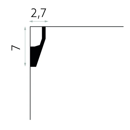 Cornisa LED tavan 7 x 2,7 x 200 cm MD118