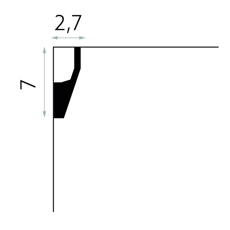 Cornisa LED tavan 7 x 2,7 x 200 cm MD118