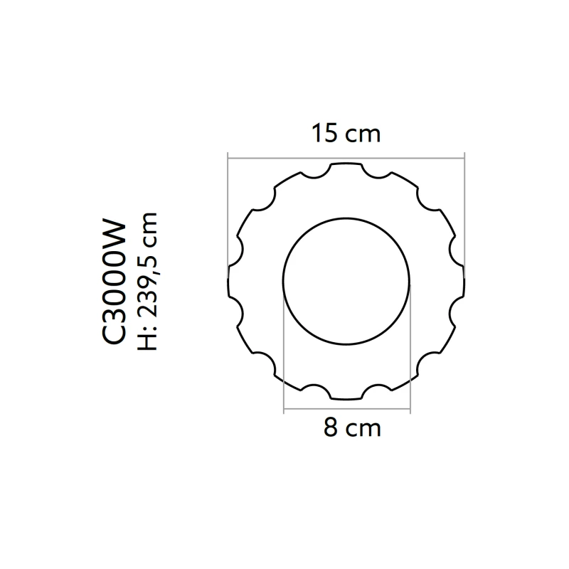 Trunchi canelat coloana decorativa C3000W Ø 15 cm x 239,5 cm
