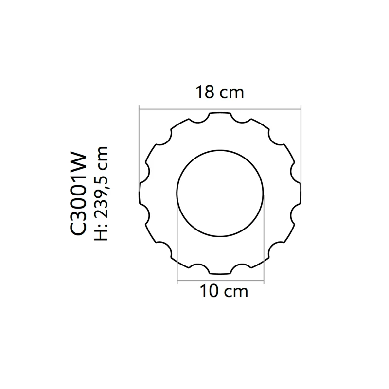 Trunchi canelat coloana decorativa C3001W Ø 18 x 239,5 cm