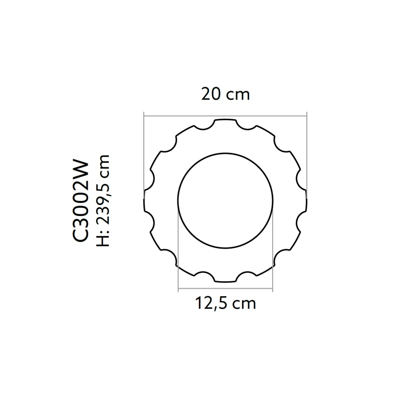 Trunchi canelat coloana decorativa C3002W Ø 20 x 239,5 cm