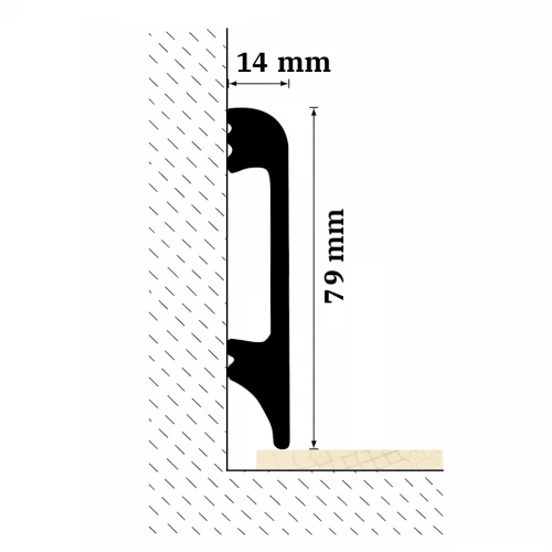 Plinta WP08 1.4 X 7.9 X 200 cm, Gold White, Polimer Dur