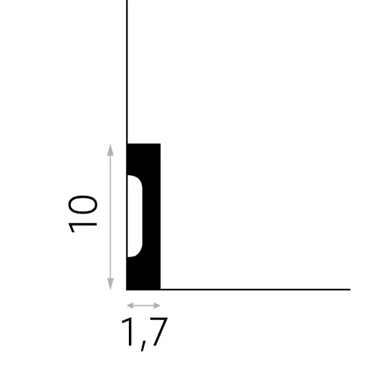 Plinta duropolimer MD009 10x1.7x200 cm, moderna, alba, vopsibila