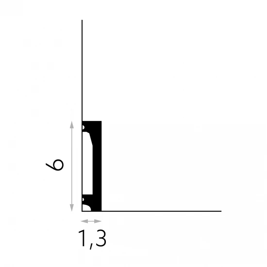 Plinta decorativa MD032 6x1,3x200 cm, polimer dur, alba, vopsibila, simpla, Mardom